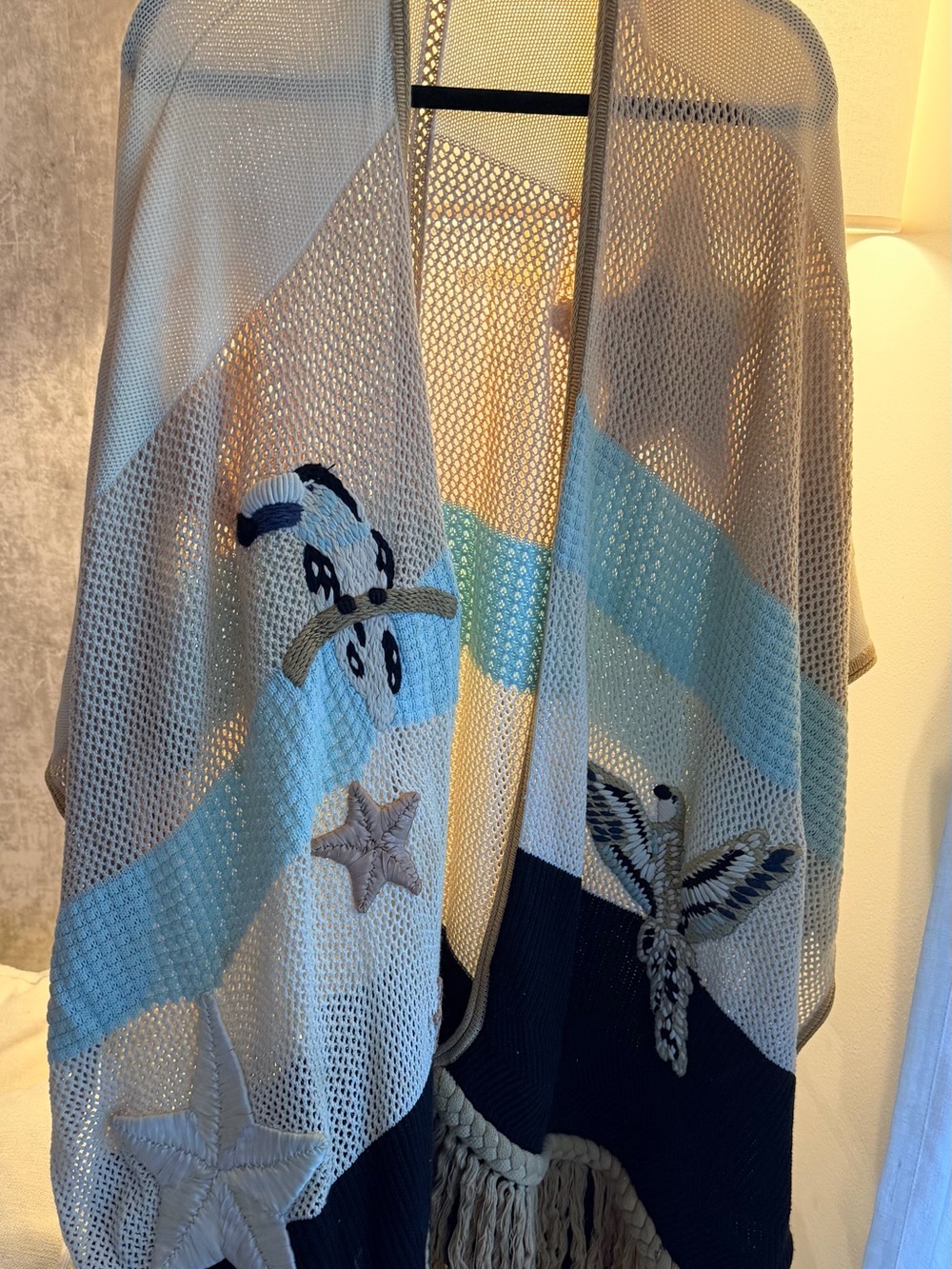 ✨ Jazmín Chebar Handcrafted Coastal Shawl Wrap – Unique Artisan Piece